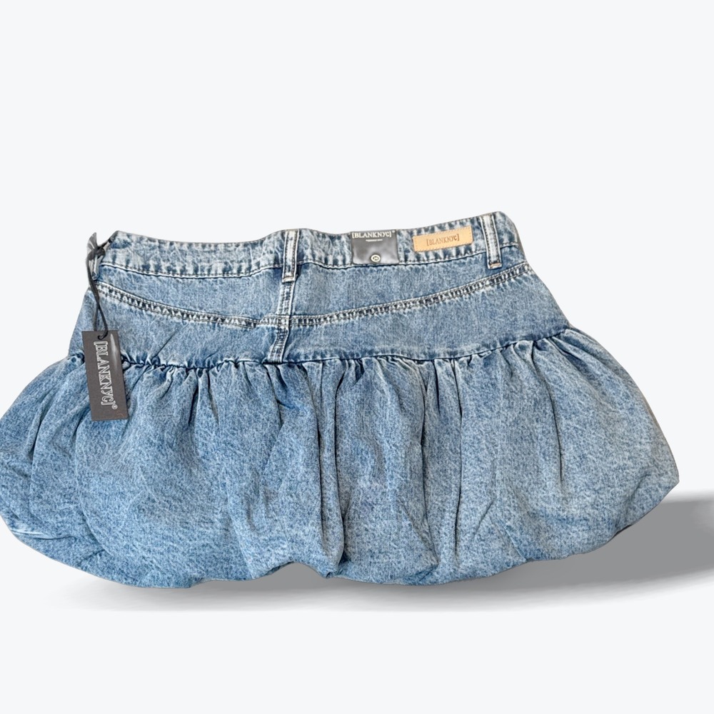 BlankNYC Bubble Hem Mini Skirt Puffed Denim Women 26 80s Inspired Barbiecore NEW